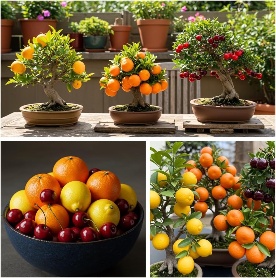 Grow Your Own Fresh Fruits: 150+ Dwarf Bonsai Tree Seeds (Lemon, Cherry, Orange)