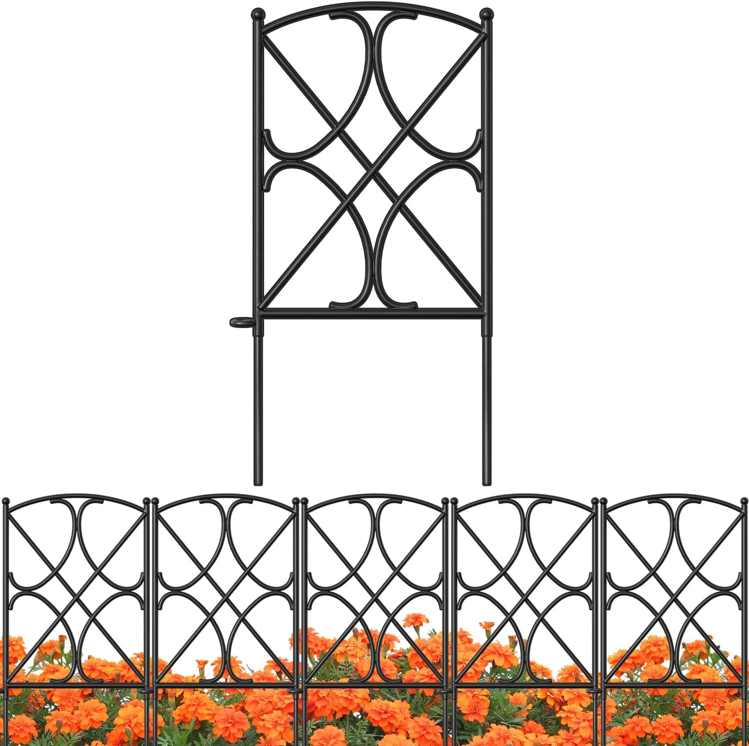 10 Panels Decorative Metal Garden Fence 24″H x 10’L for Dogs & Borders