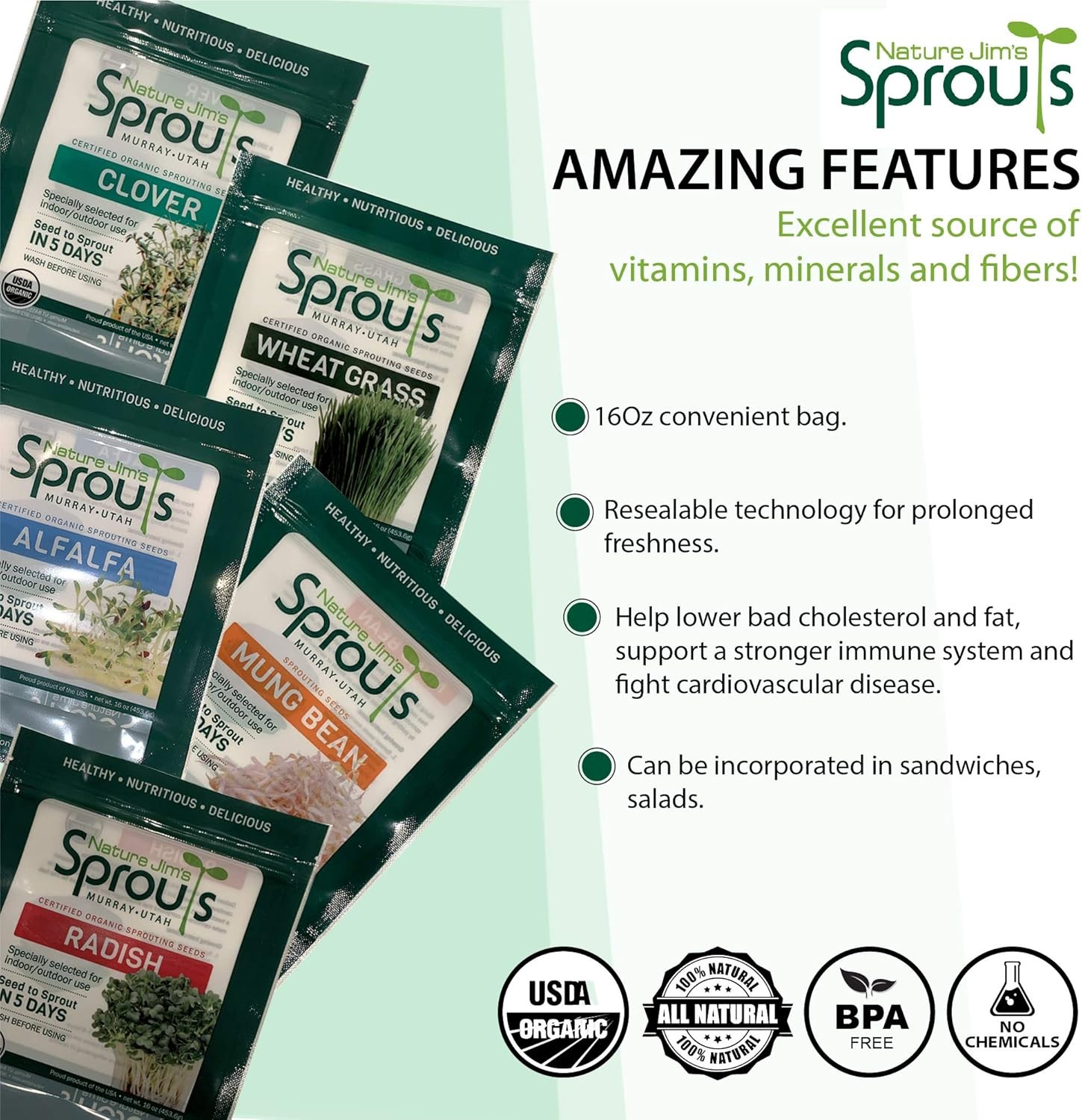 Broccoli Sprout Seeds – Certified Organic for Indoor/Outdoor Use – Rich in Sulfo