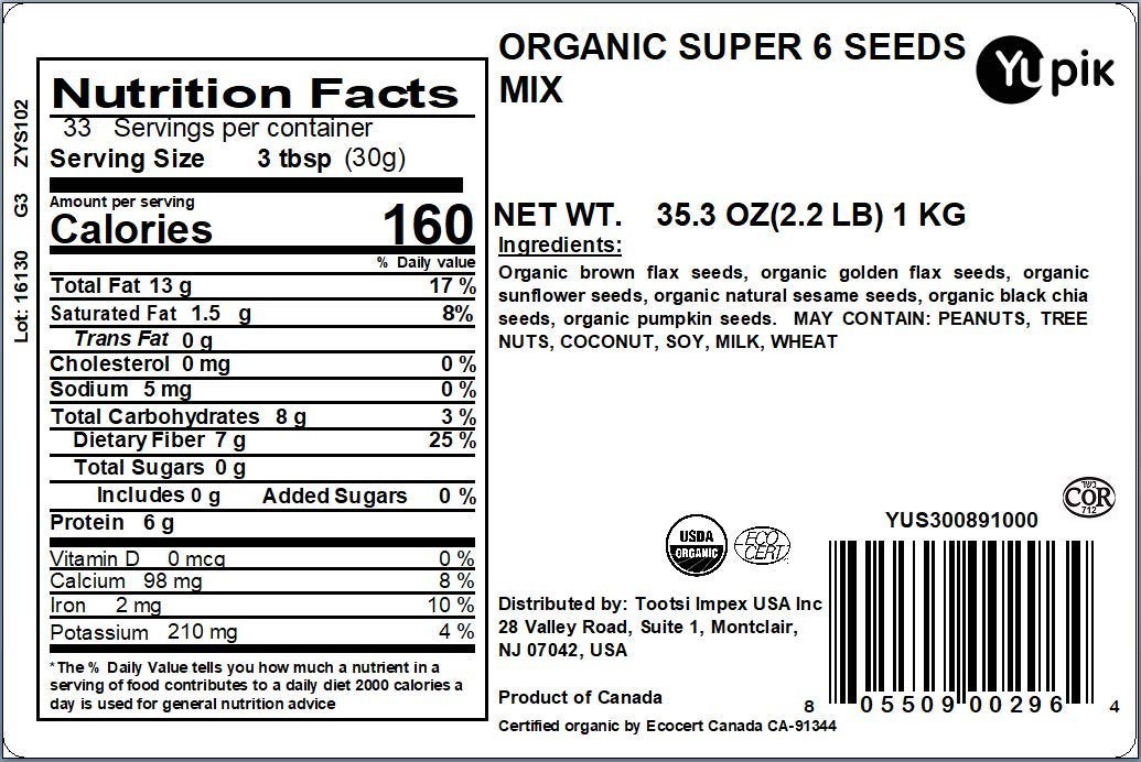Fiber-Rich Organic 6 Seeds Mix, 2.2 lb – Crunchy Snack & Topping Delight