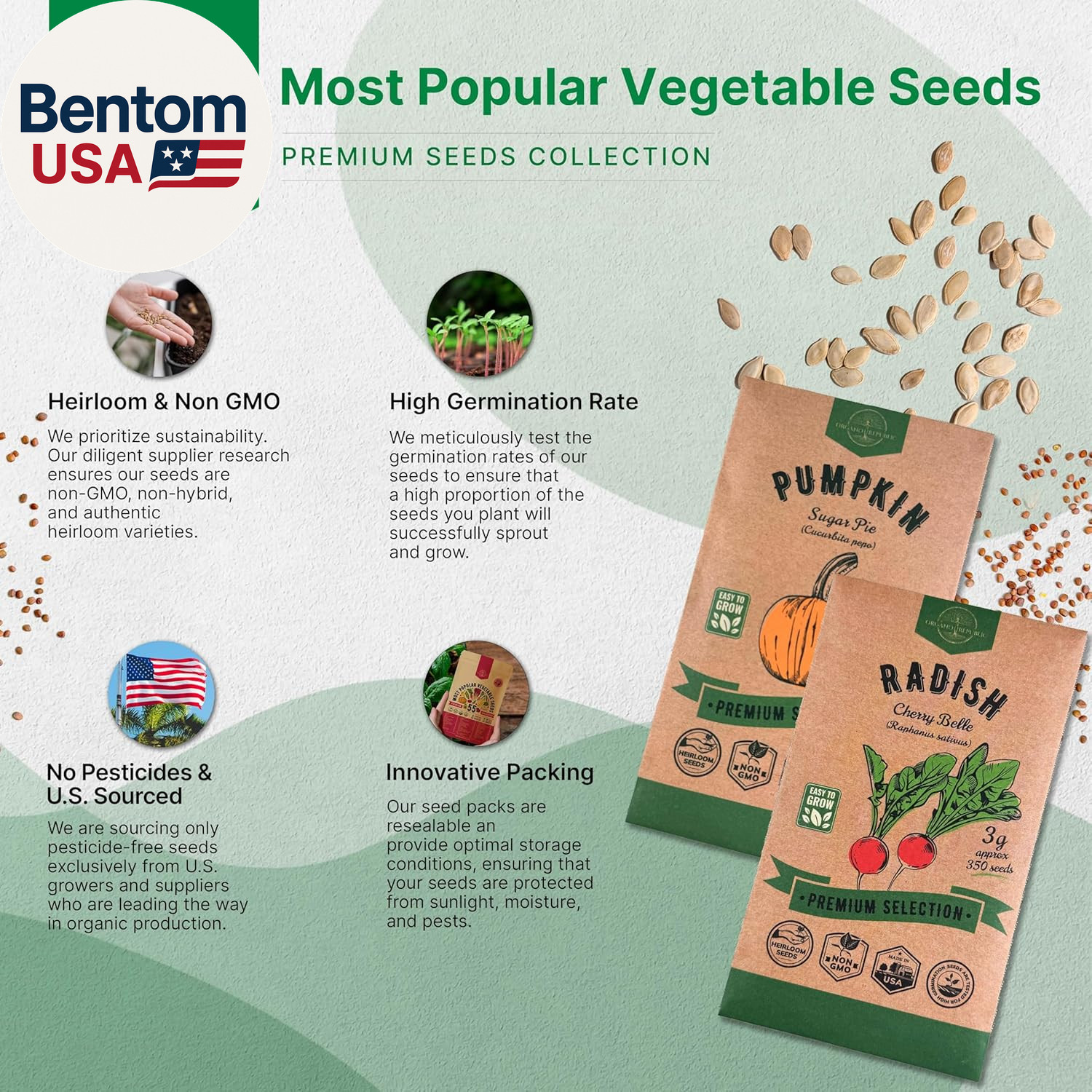 55 Vegetable Seeds Variety Pack – 35,600+ Non-Gmo Heirloom Seeds for Planting Ve