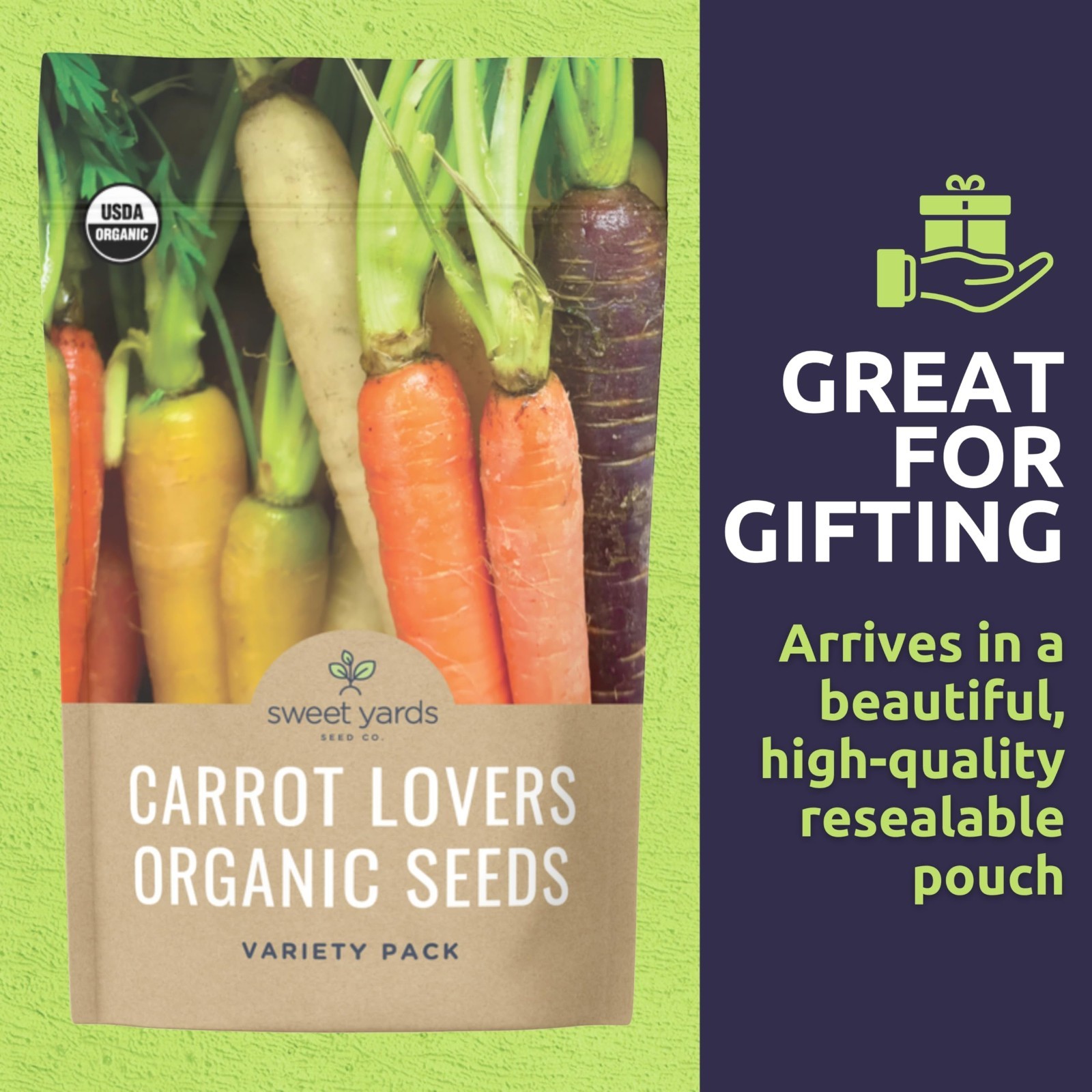 Organic Carrot Seeds Variety Pack – 5 Non-GMO Packs for Indoor & Outdoor Plantin