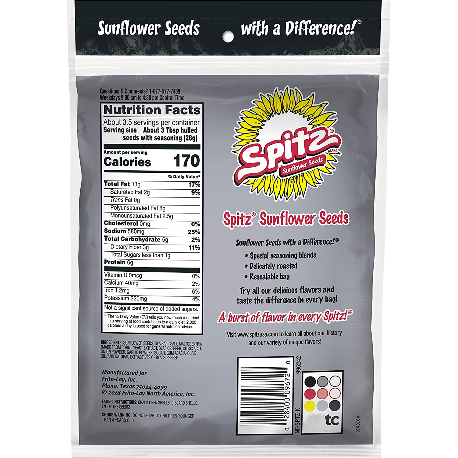 Spitz Sunflower Seeds 6 Oz Cracked Pepper 9 Count