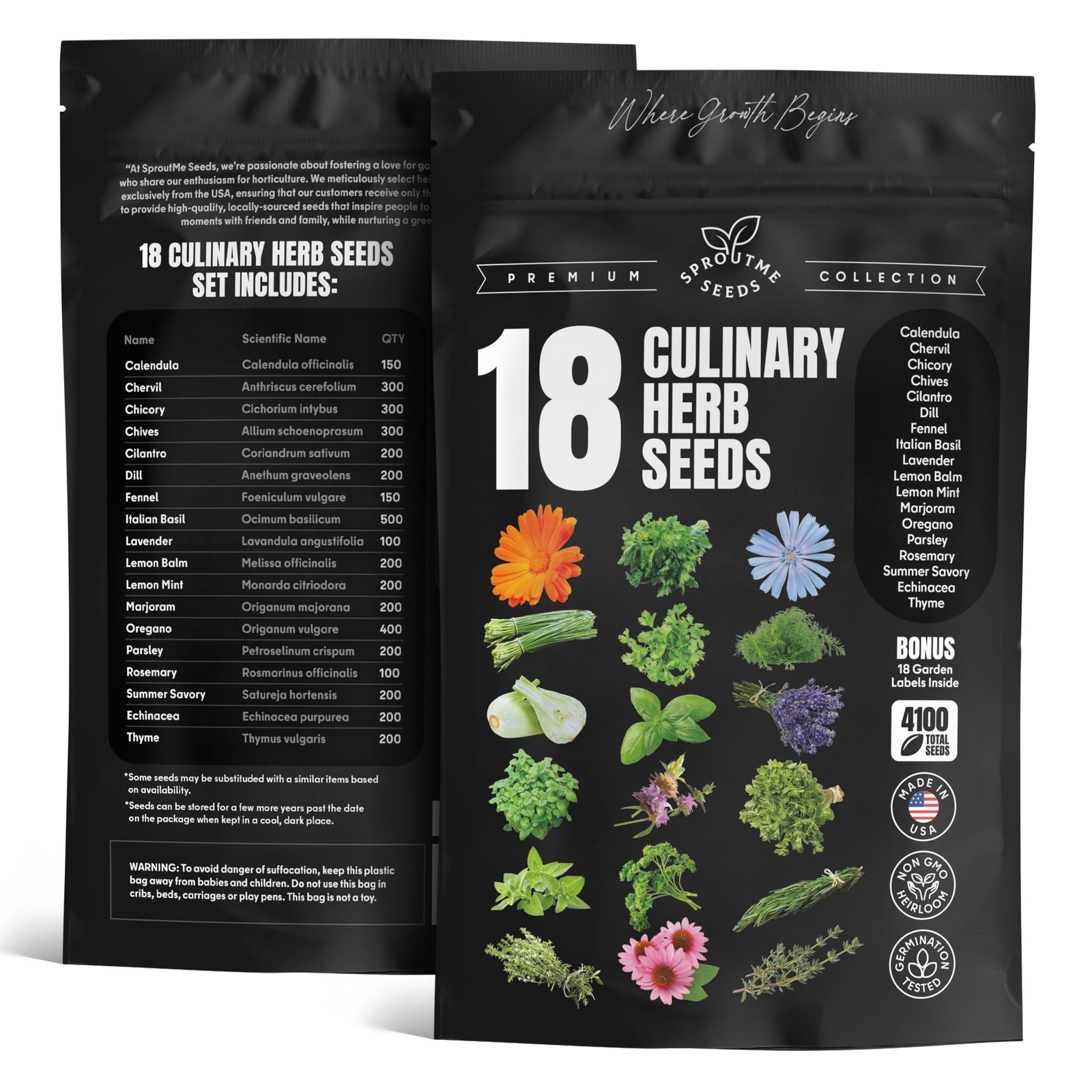 Culinary Herb Seeds Variety Pack – Basil, Cilantro, Parsley, Oregano, Rosemar…