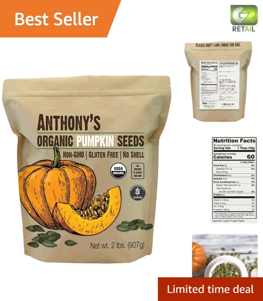 Raw Organic Pumpkin Seeds 2 lb – Gluten Free, Unsalted, Perfect for Cooking