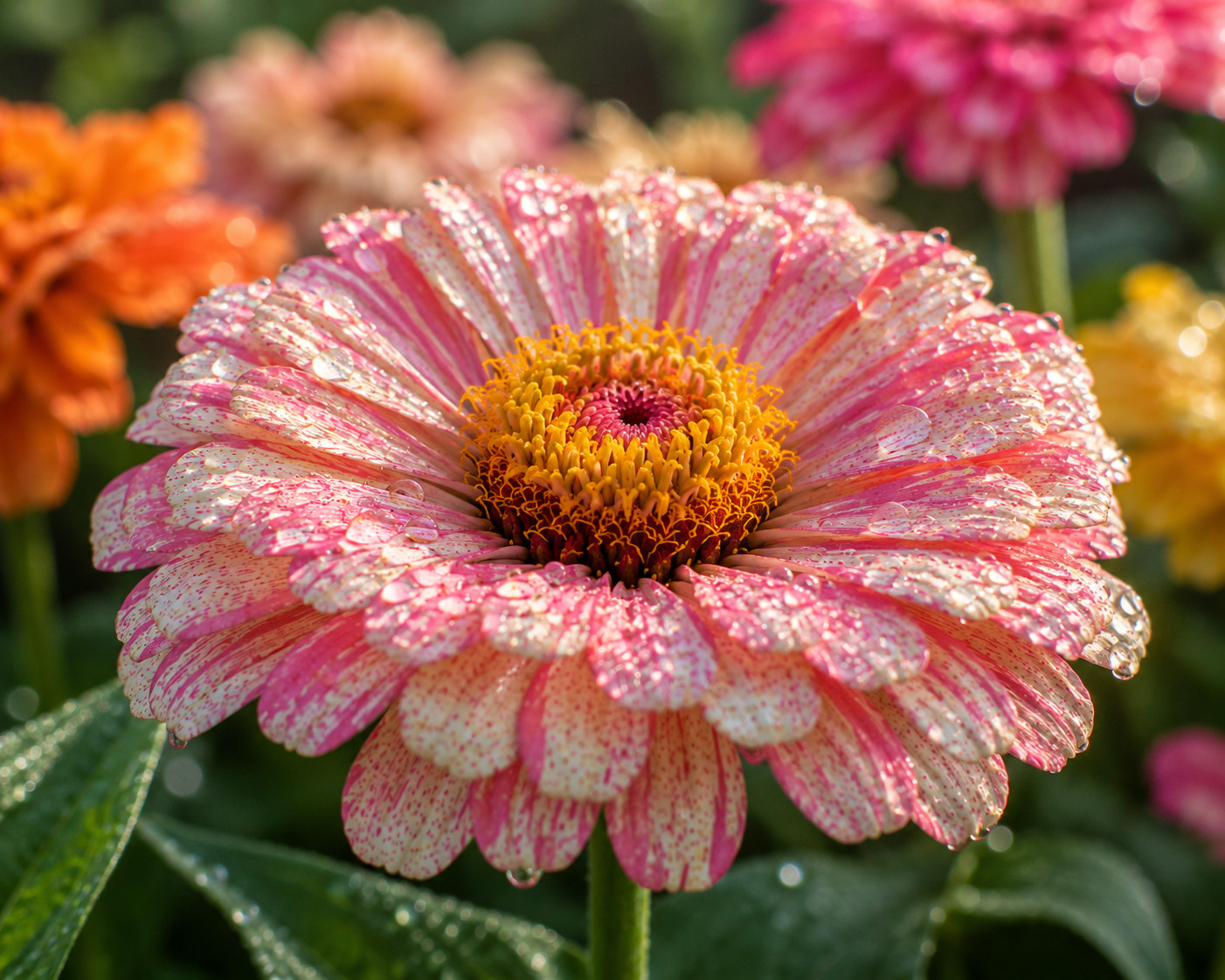 Bon Bon Mix Zinnia Seeds Candy Striped Heirloom Cut Flower Annual