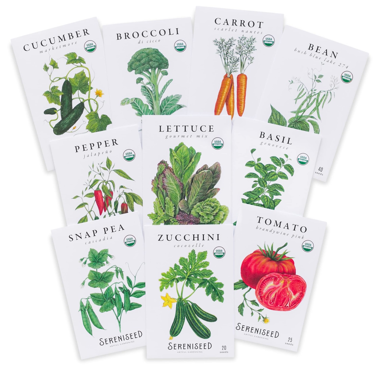 Sereniseed Certified Organic Vegetable Seeds (10-Pack) – Non 10-Pack, brown