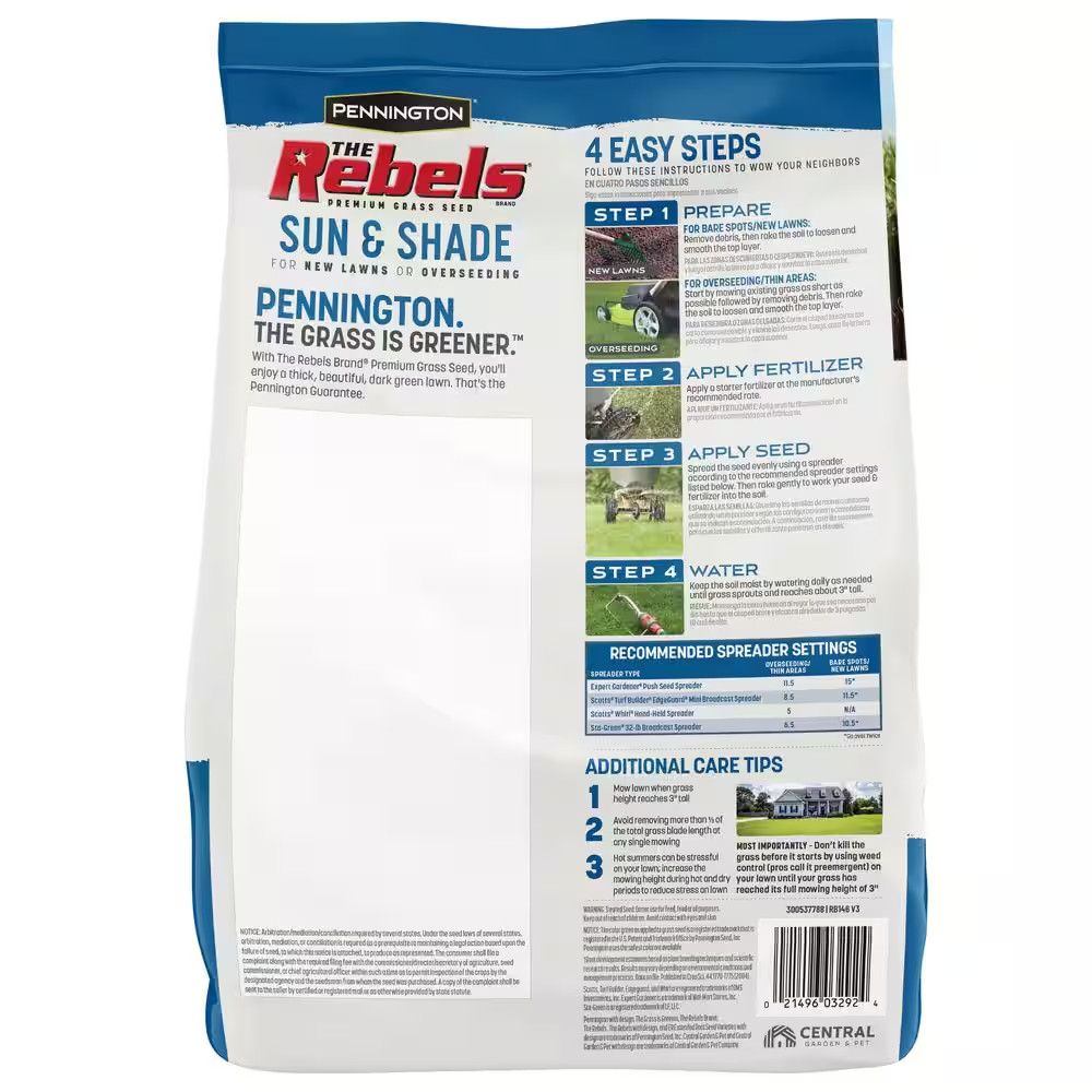 Rebels 3 Lbs. 1000 Sq. Ft. Sun and Shade Grass Seed Blend