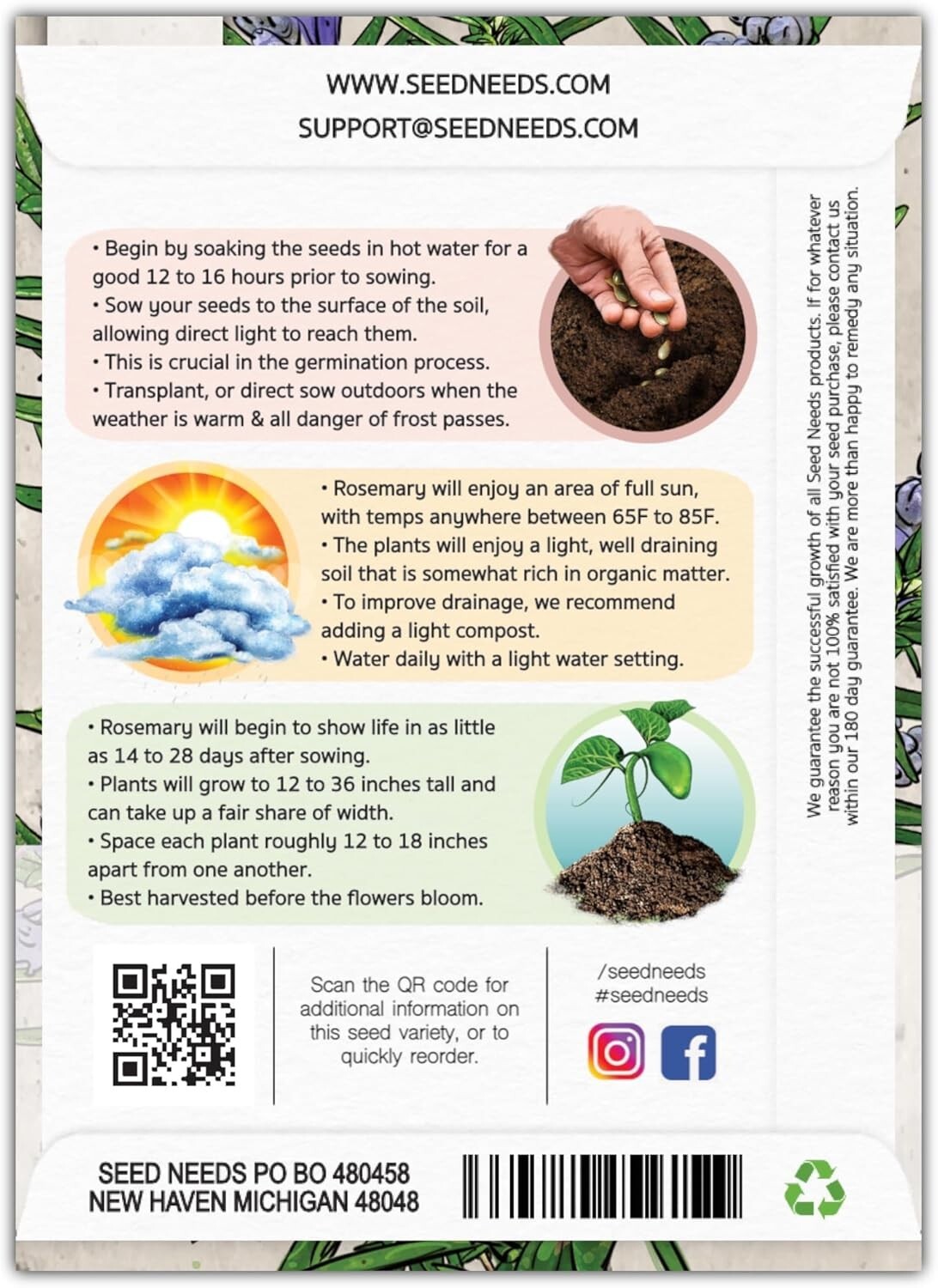 Heirloom Rosemary Seeds – 100 Non-GMO Seeds for Culinary & Medicinal Gardens