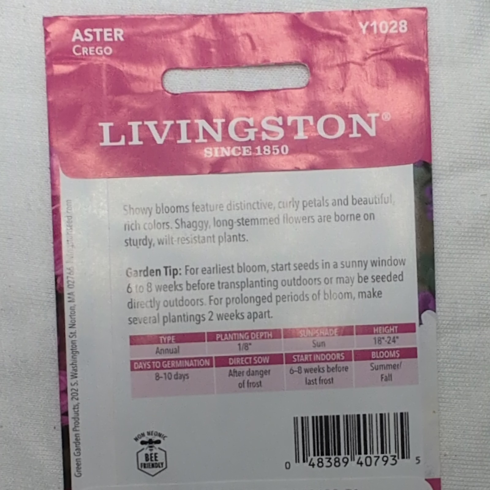 Livingston Aster Crego Annual White Pink Purple Full Sun Bee Friendly Y1028