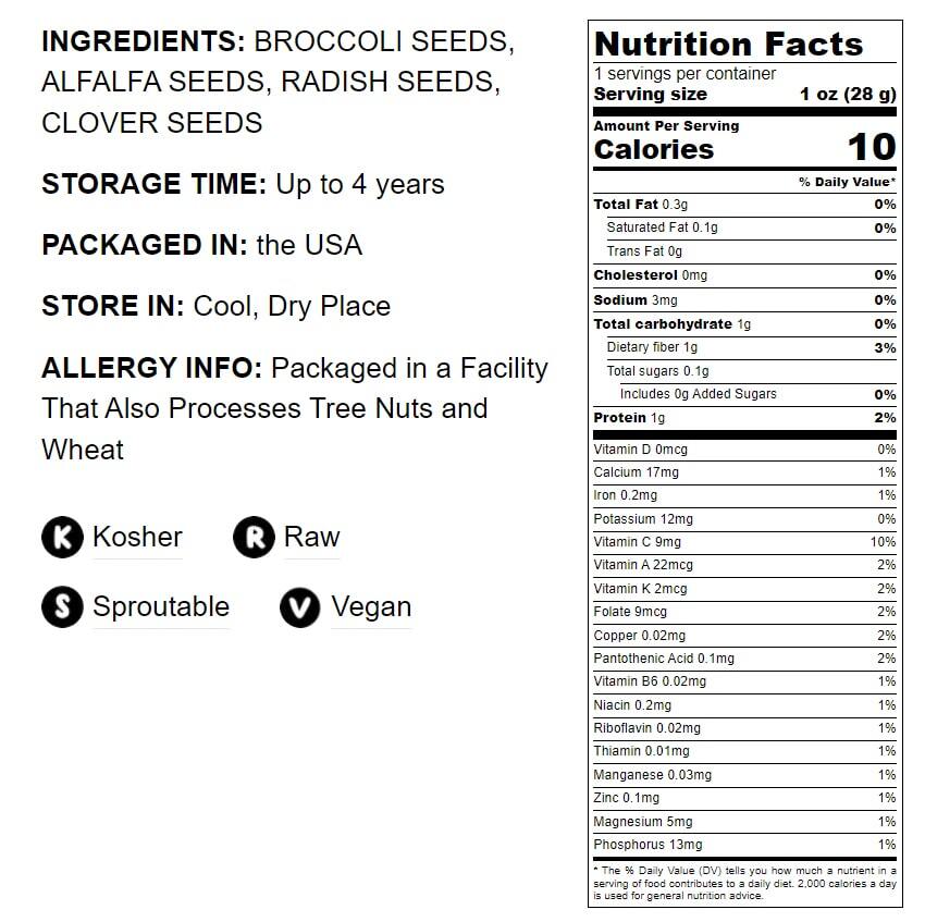 Salad Mix of Sprouting Seeds – Sproutable, Kosher, Raw, Vegan – by Food To Live