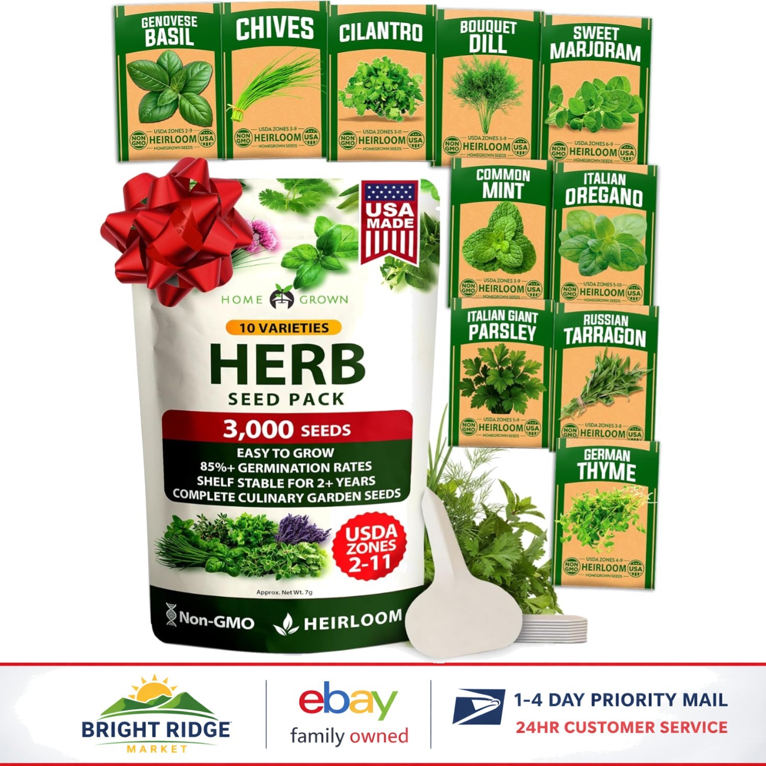 Practical Herb Gardening Kit with 10 Seed Varieties, Ideal Gift for Any Occasion