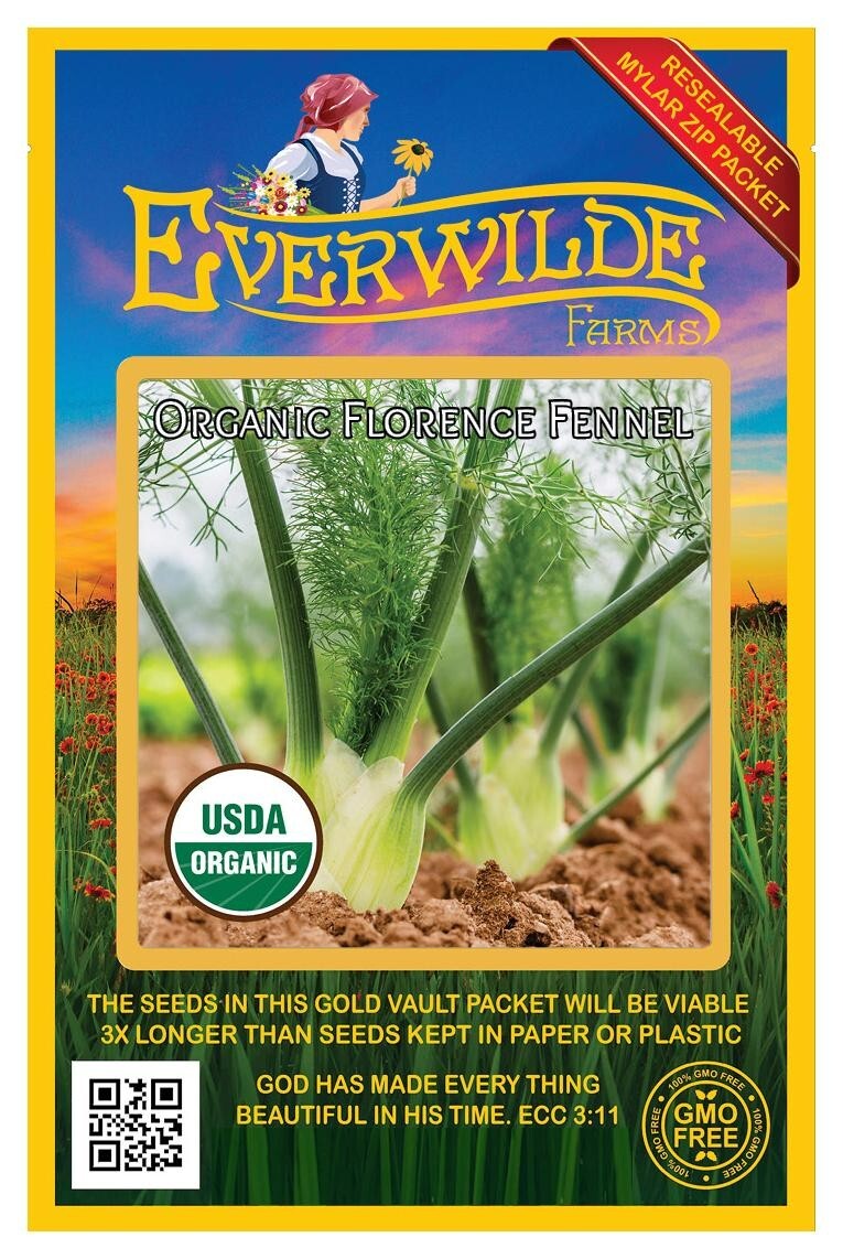 500 Organic Florence Fennel Organic Herb Seeds – Everwilde Farms Mylar Packet