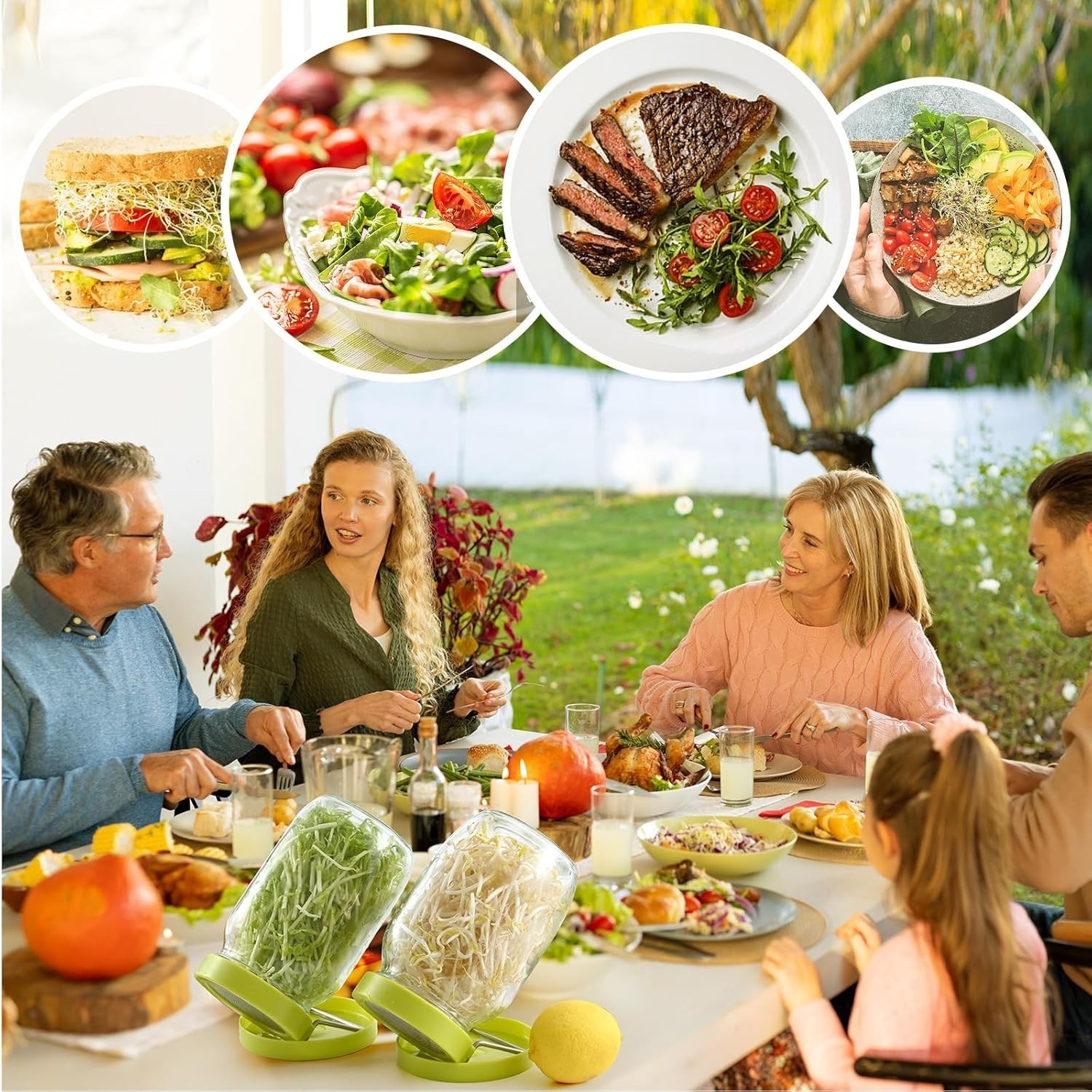 Sprouting Kit with 2 Sprout Screens, Alfalfa Seeds, Broccoli Seeds w/ Directions