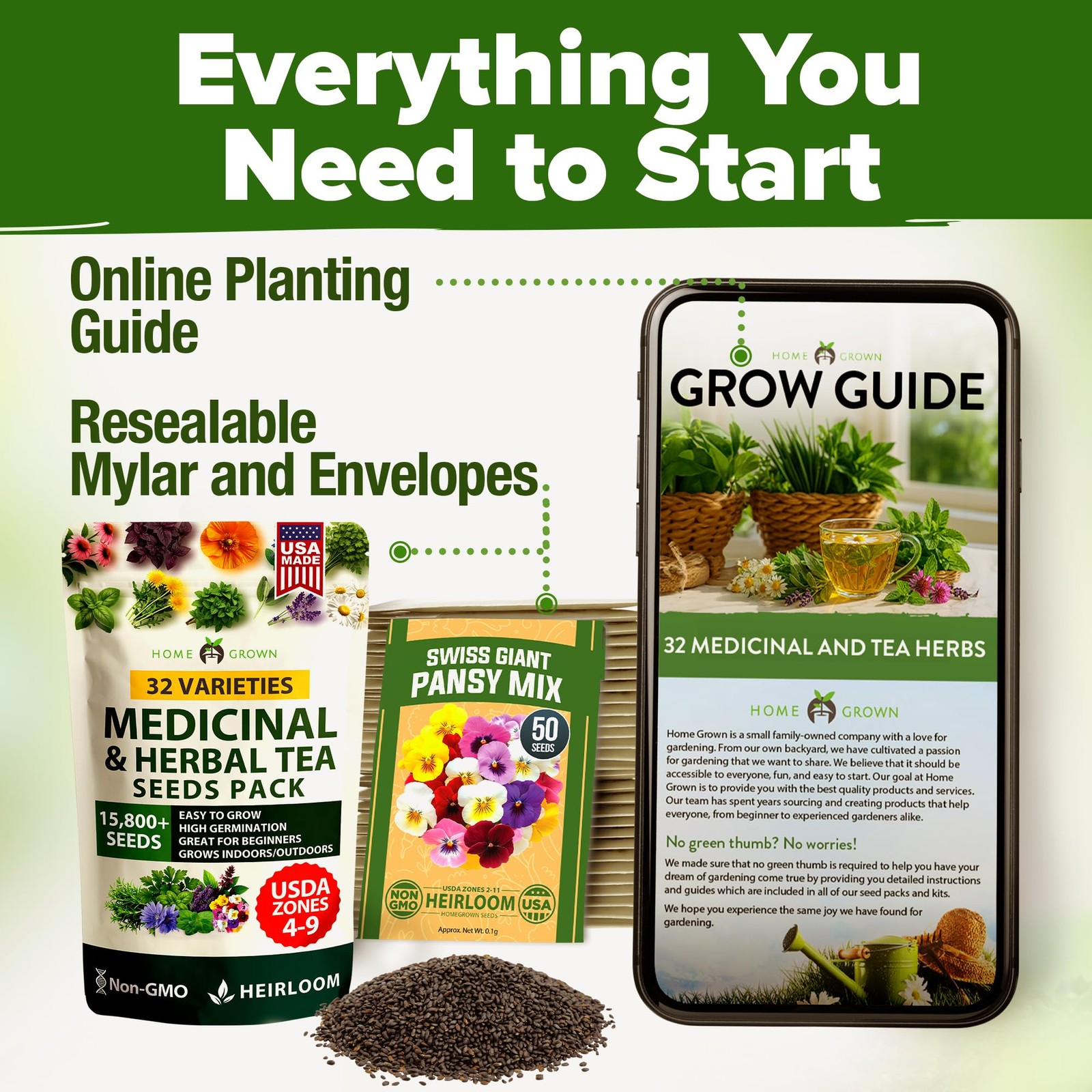 Herb Seeds 32 Medicinal Herbs and Tea Variety Pack – Annual & Perennial Herb …
