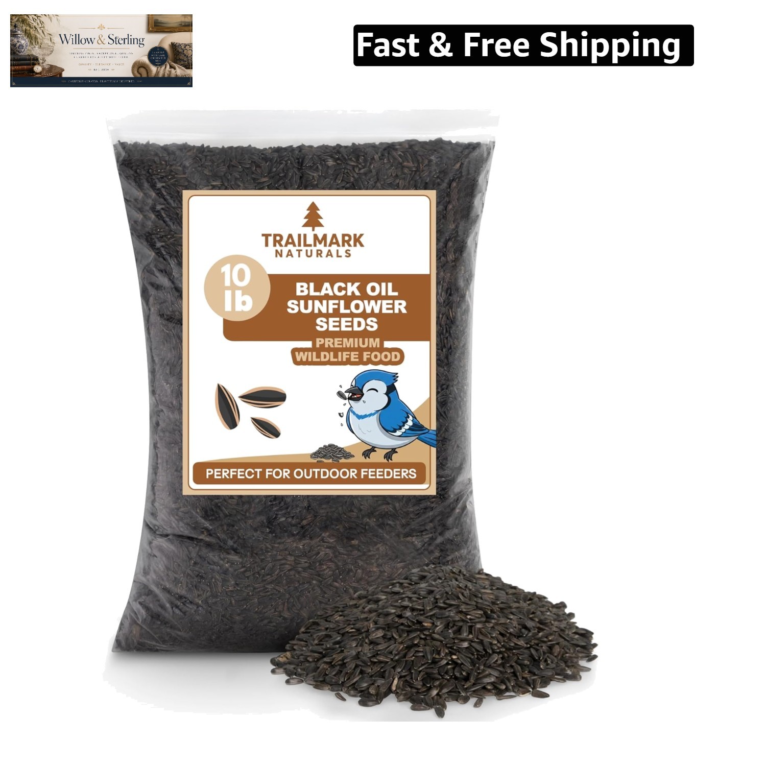 10 Pound Black Oil Sunflower Seeds for Birds – Wildlife Food – Non – GMO -Gr…