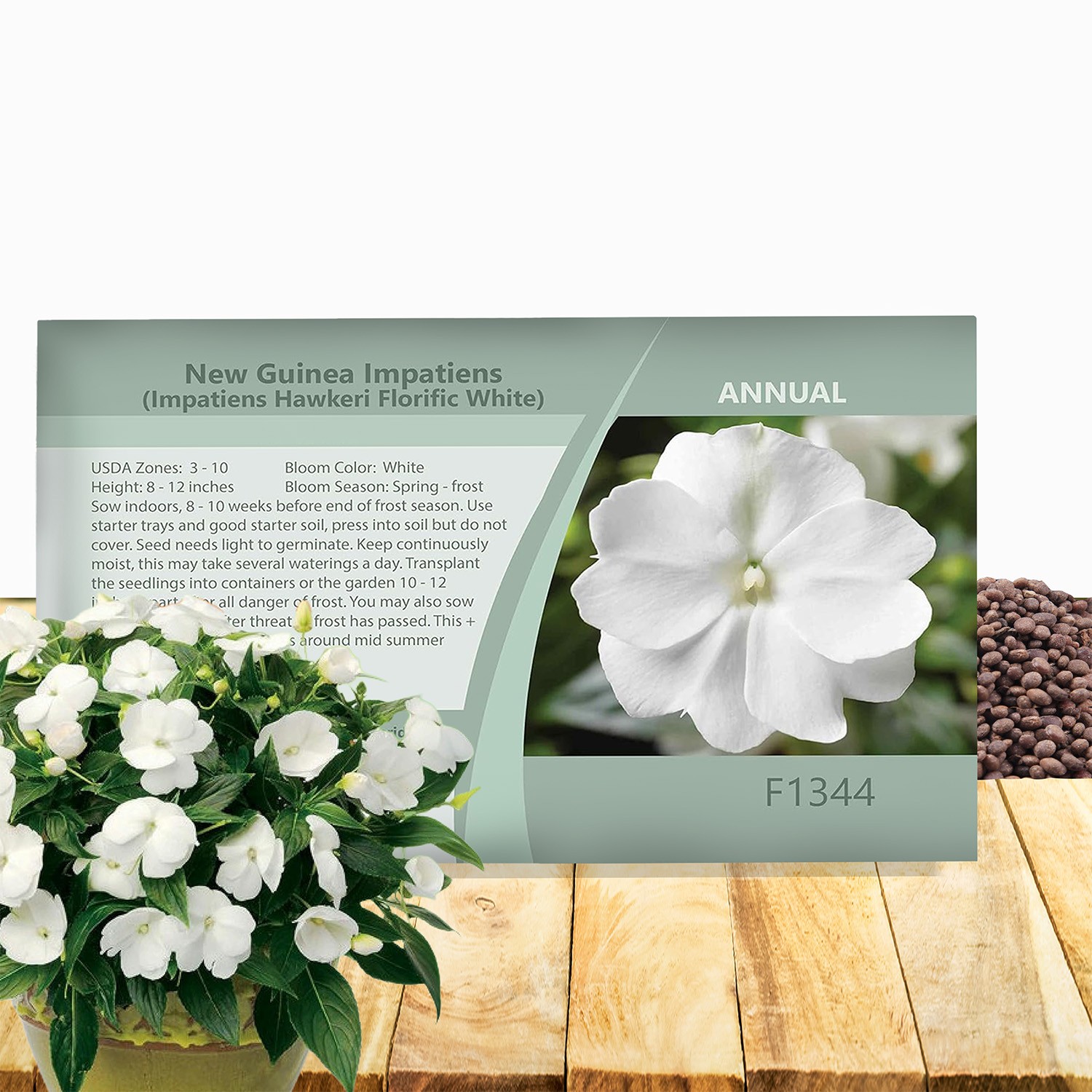 50 Seeds White New Guinea Impatiens Flower Seeds
