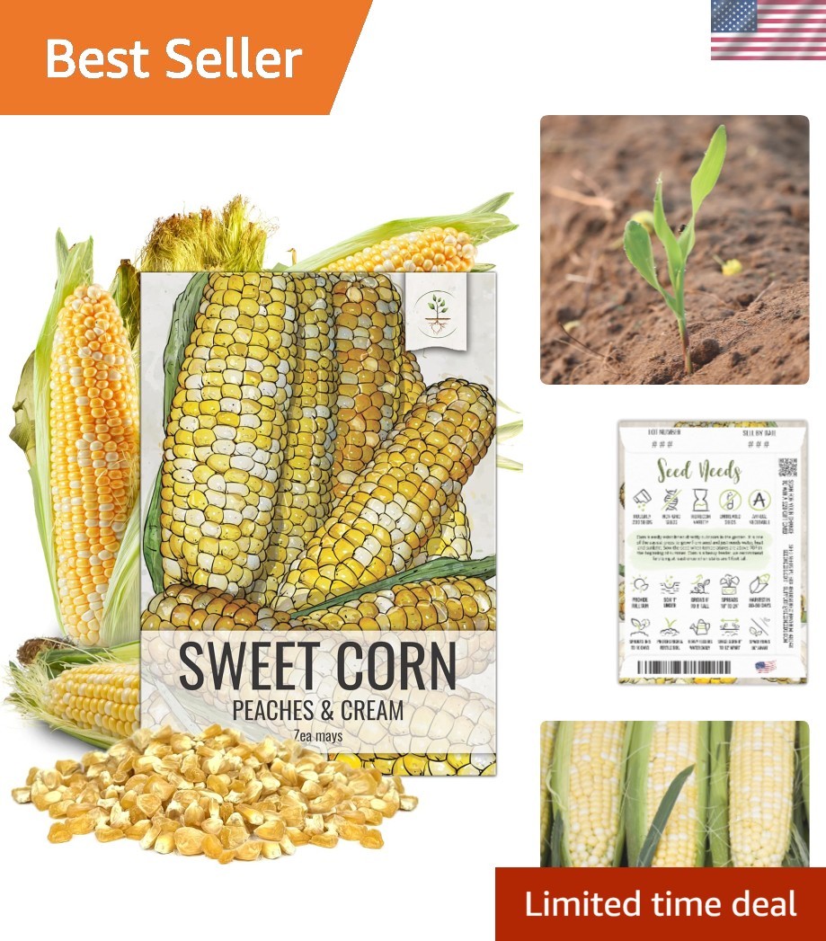 Delicious Peaches & Cream Non GMO Sweet Corn Seeds – 1.5 Ounce Bulk Package