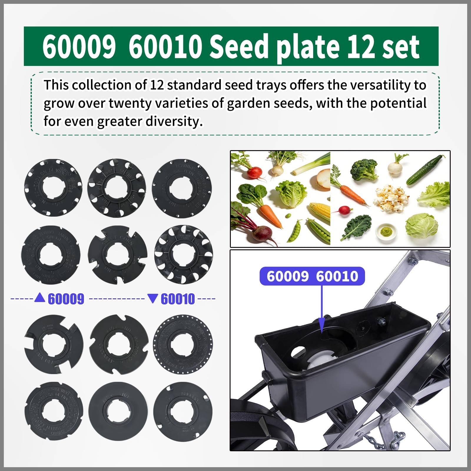 12 Set Seed Plates Compatible with EarthWay 1001-B 10001 Garden Seeder