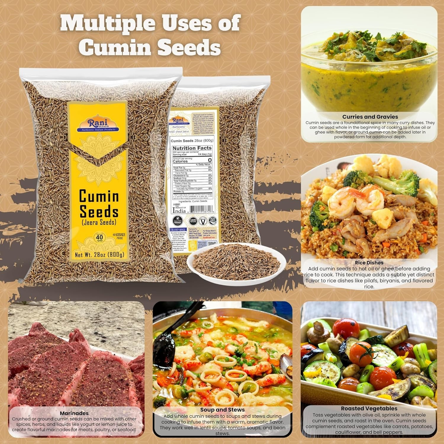 High-Quality Whole Cumin Seeds 28oz – All Natural, Non-GMO, Friendly