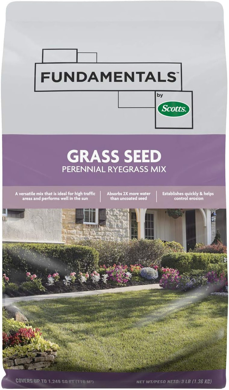 Fundamentals by Grass Seed Perennial Ryegrass Mix, Ideal for Sunny, High Traffi