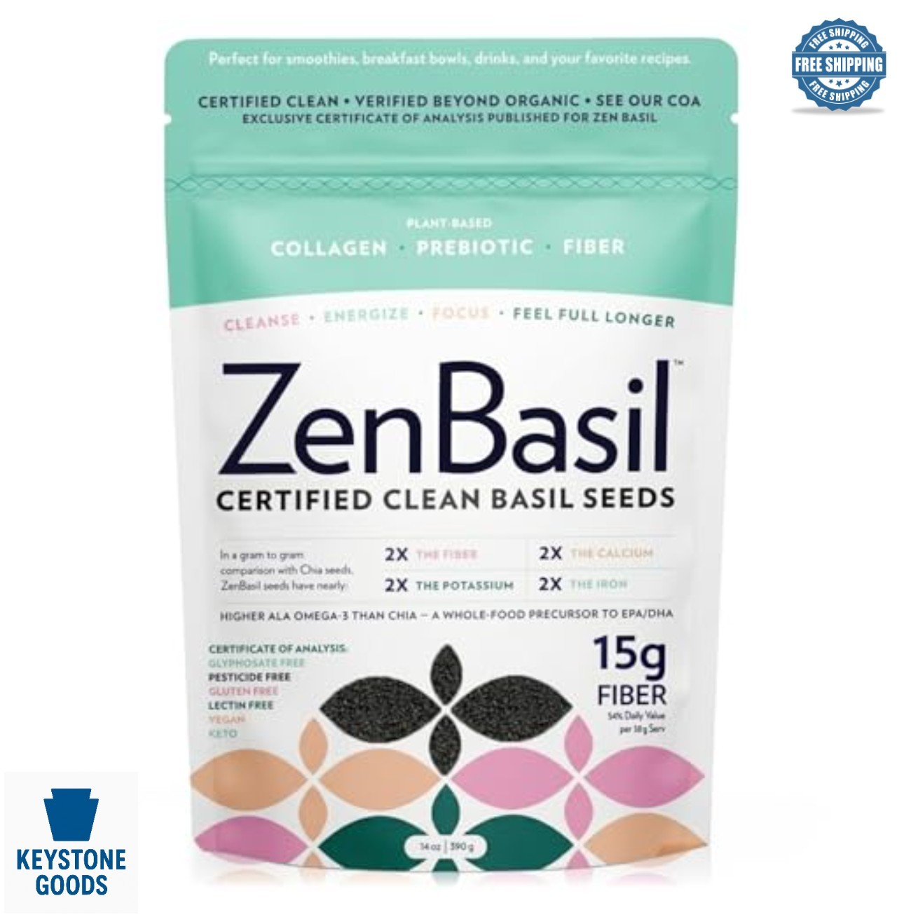 Edible Basil Seeds 14oz Kosher Non GMO Gluten Free Paleo Keto Vegan 15g Fiber