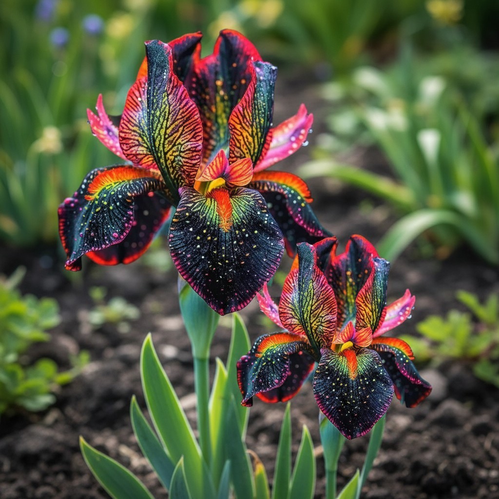 50 Bearded Iris Seeds – Black Red Yellow Multicolor Rare Blooms