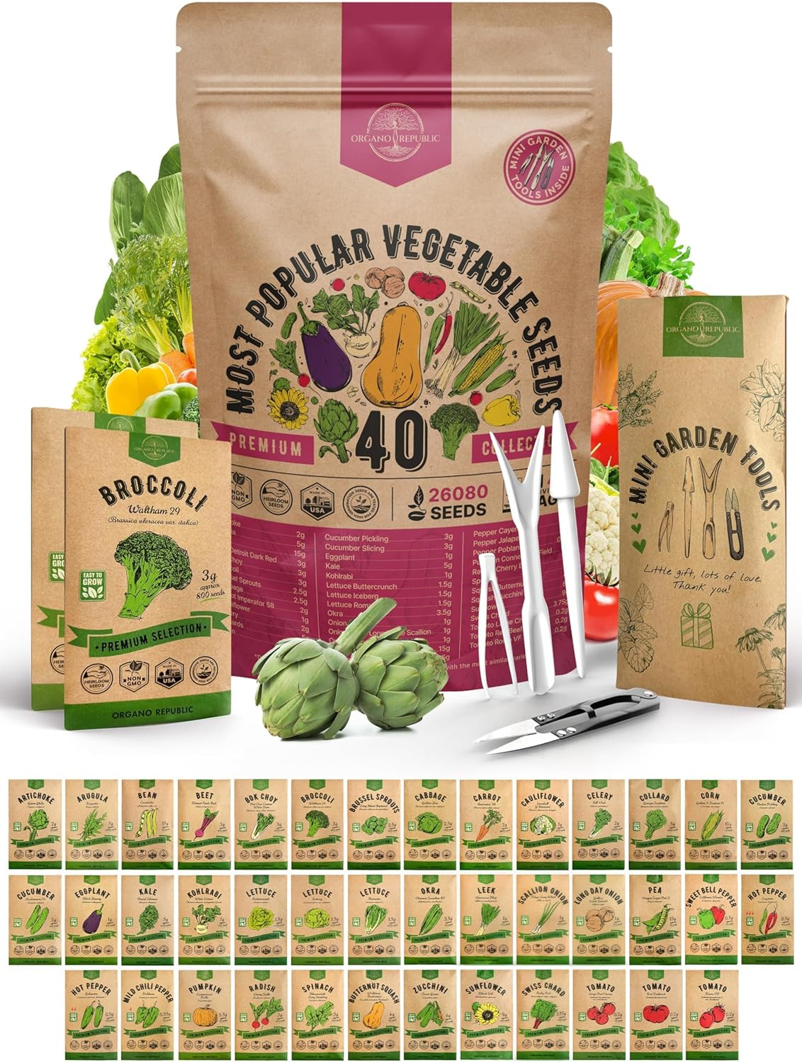 55 Vegetable Seeds Variety Pack – 35,600+ Non-Gmo Heirloom Seeds for Planting Ve