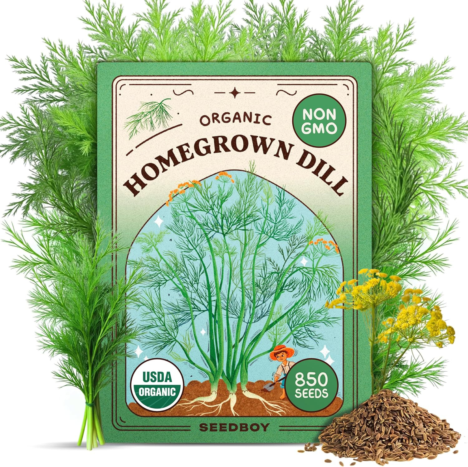 Organic Non GMO 10 Herb Variety Pack: Basil, Cilantro, Mint, Oregano, Parsley, T