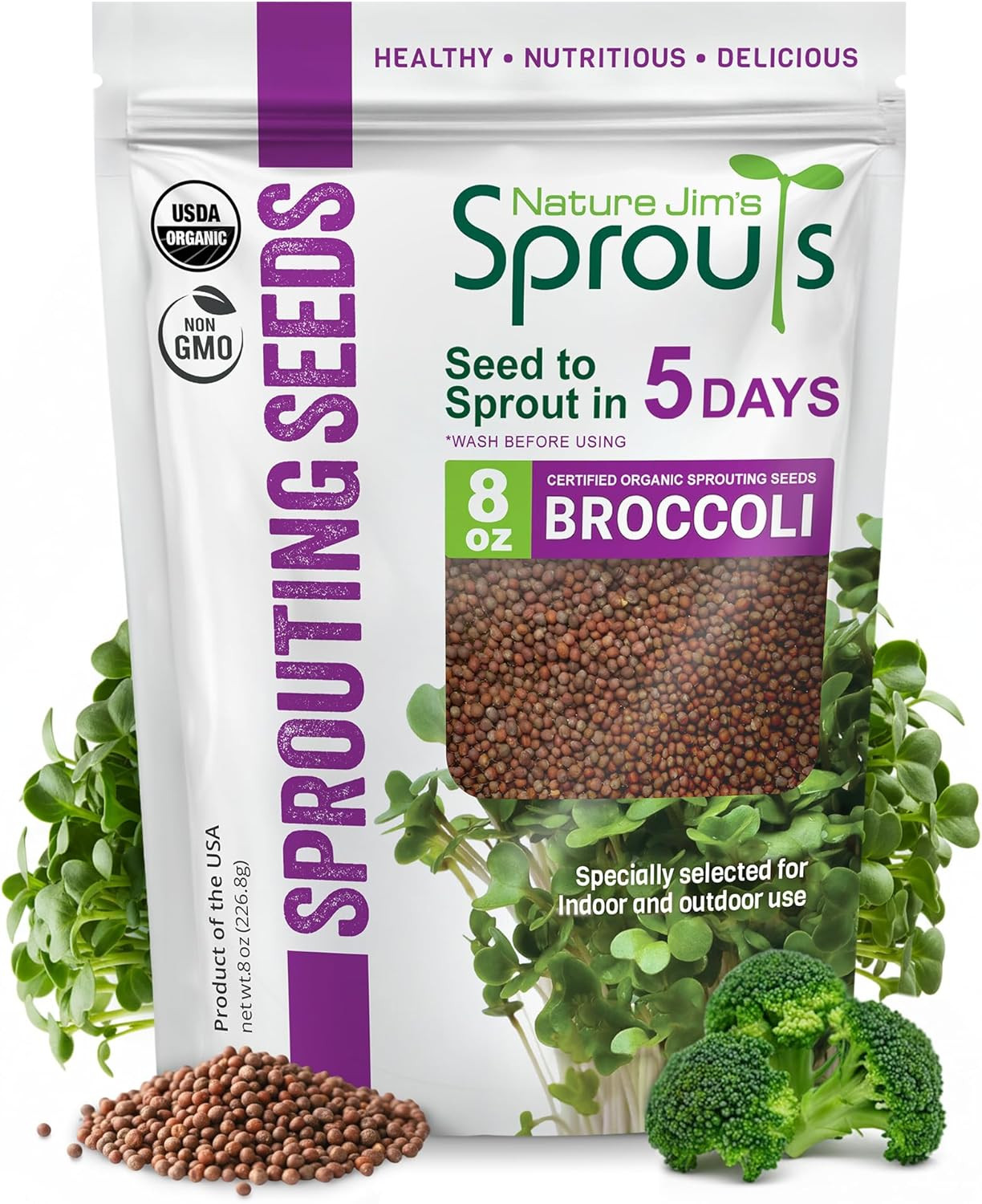 Nature Jim’S Organic Broccoli Sprouting Seeds – Non-Gmo, Rich in Sulforaphane, F