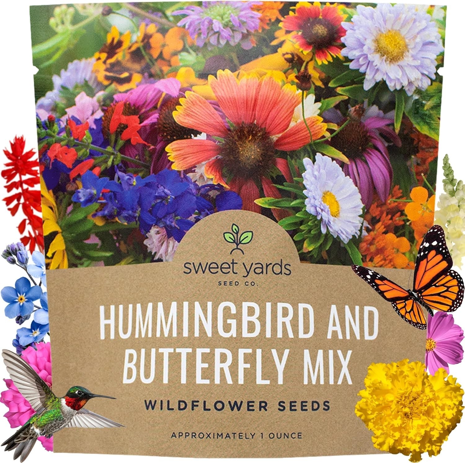 Large 1 Ounce Wildflower Seed Pack – 7,500 Fresh Heirloom Seeds for Pollinators