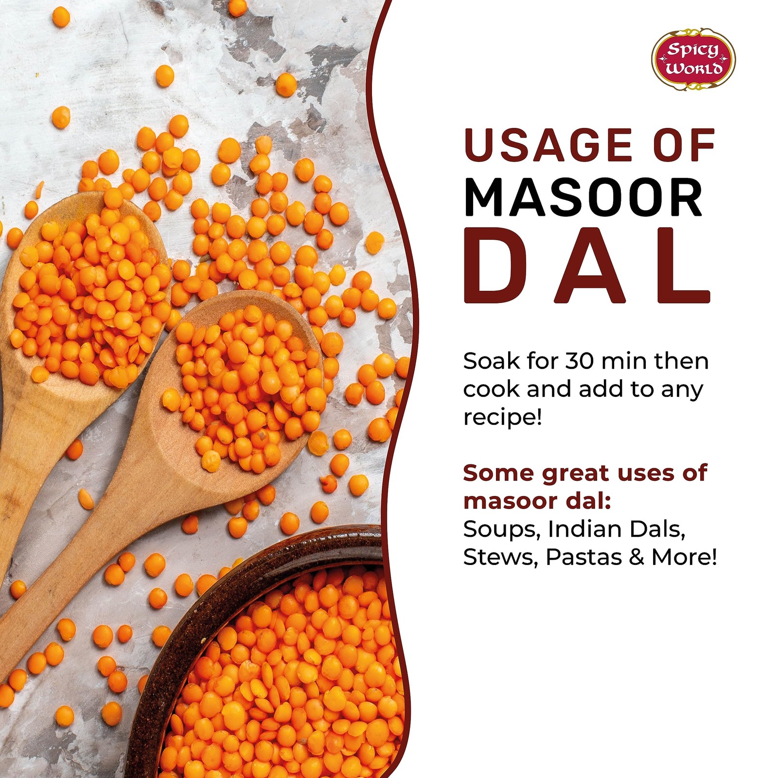 Masoor Dal 4 Pound Bag – Split Red Lentils Dry – All Natural, Pure, Vegan – R…