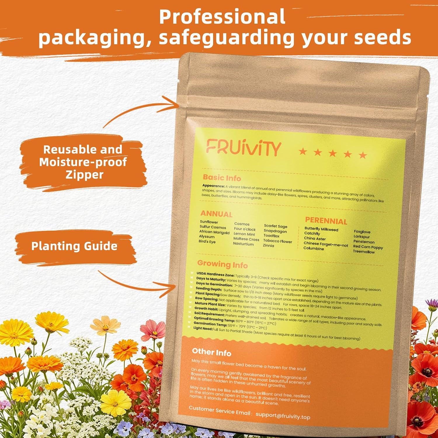 100,000+ Wildflower Seeds Bulk (4Oz) – 25 Varieties Annual & Perennial Mix, High