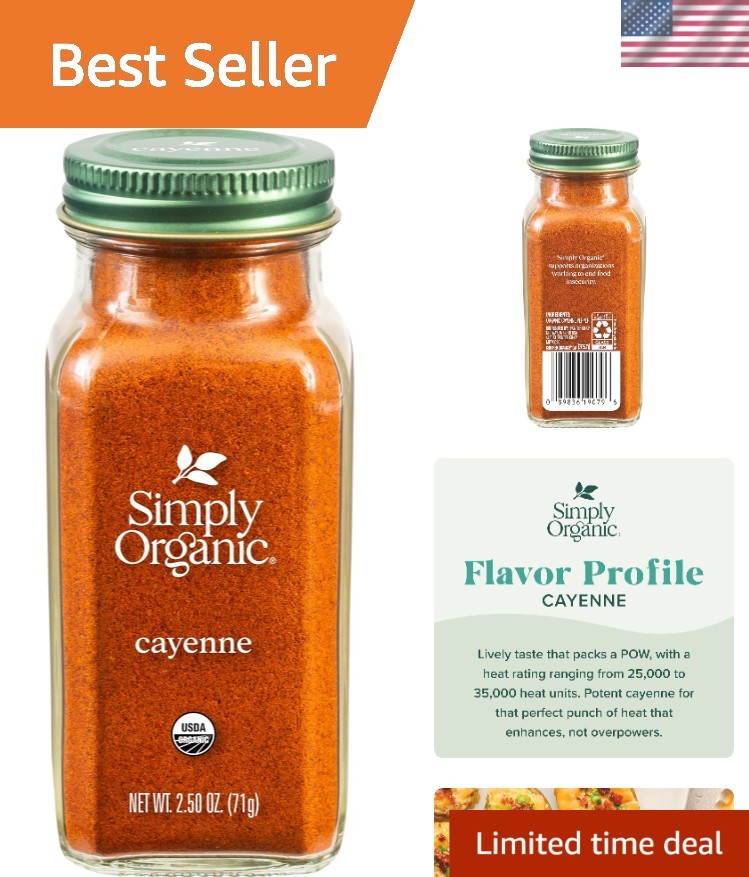 Organic Cayenne Pepper, 2.50 oz – No GMOs, Kosher Certified Spice