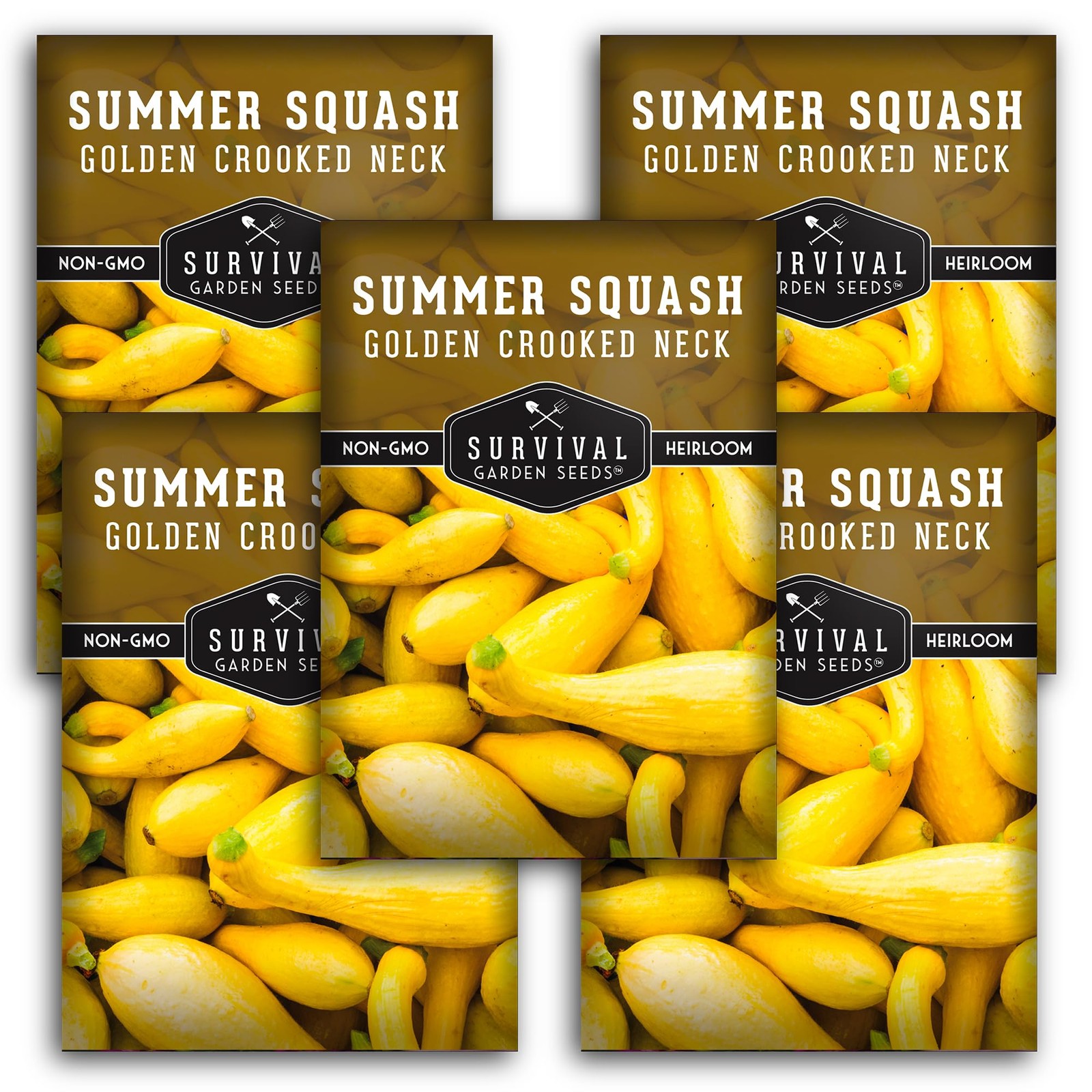 Heirloom Crookneck Squash Seeds NonGMO, FastGrowing, HighYield 5 Packs