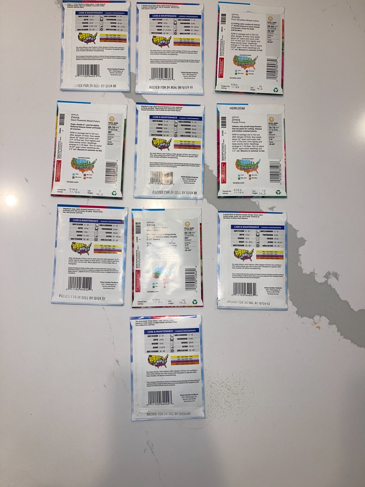 10 PACK BUNDLE LOT ZINNIA SEEDS