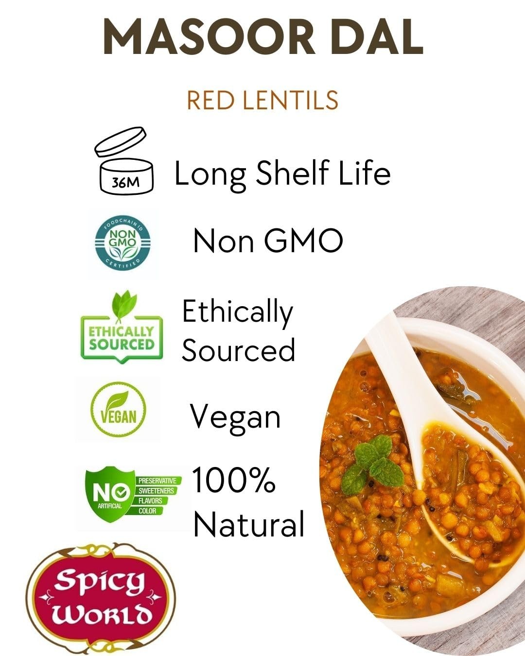 Masoor Dal 4 Pound Bag – Split Red Lentils Dry – All Natural, Pure, Vegan – R…