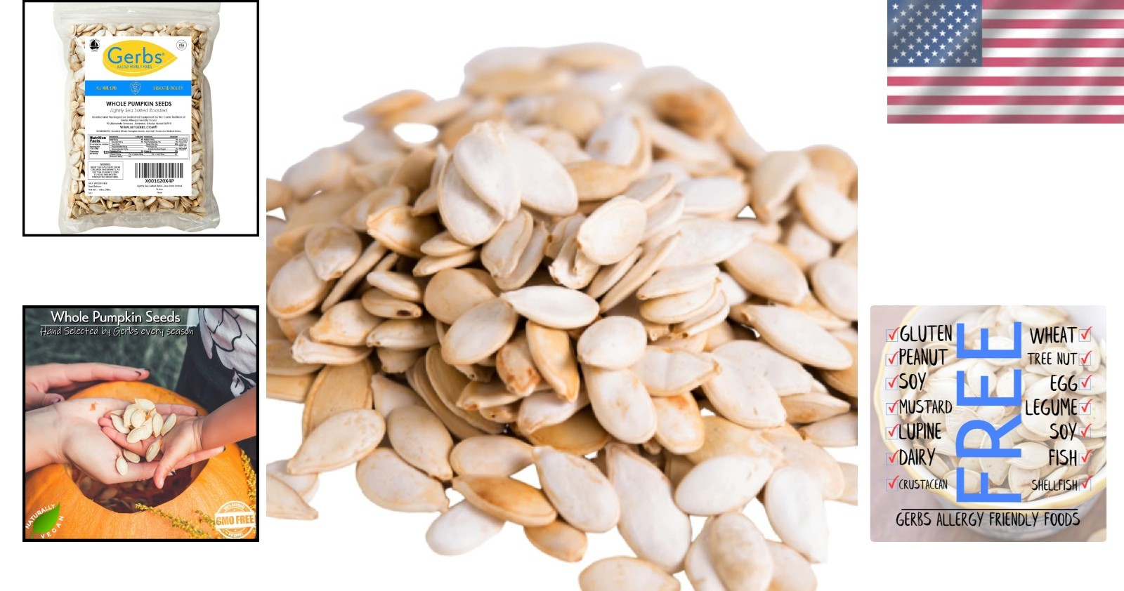 4LB Whole Pumpkin Seeds – Roasted, , Kosher, Allergen Free, Non-GMO Snack