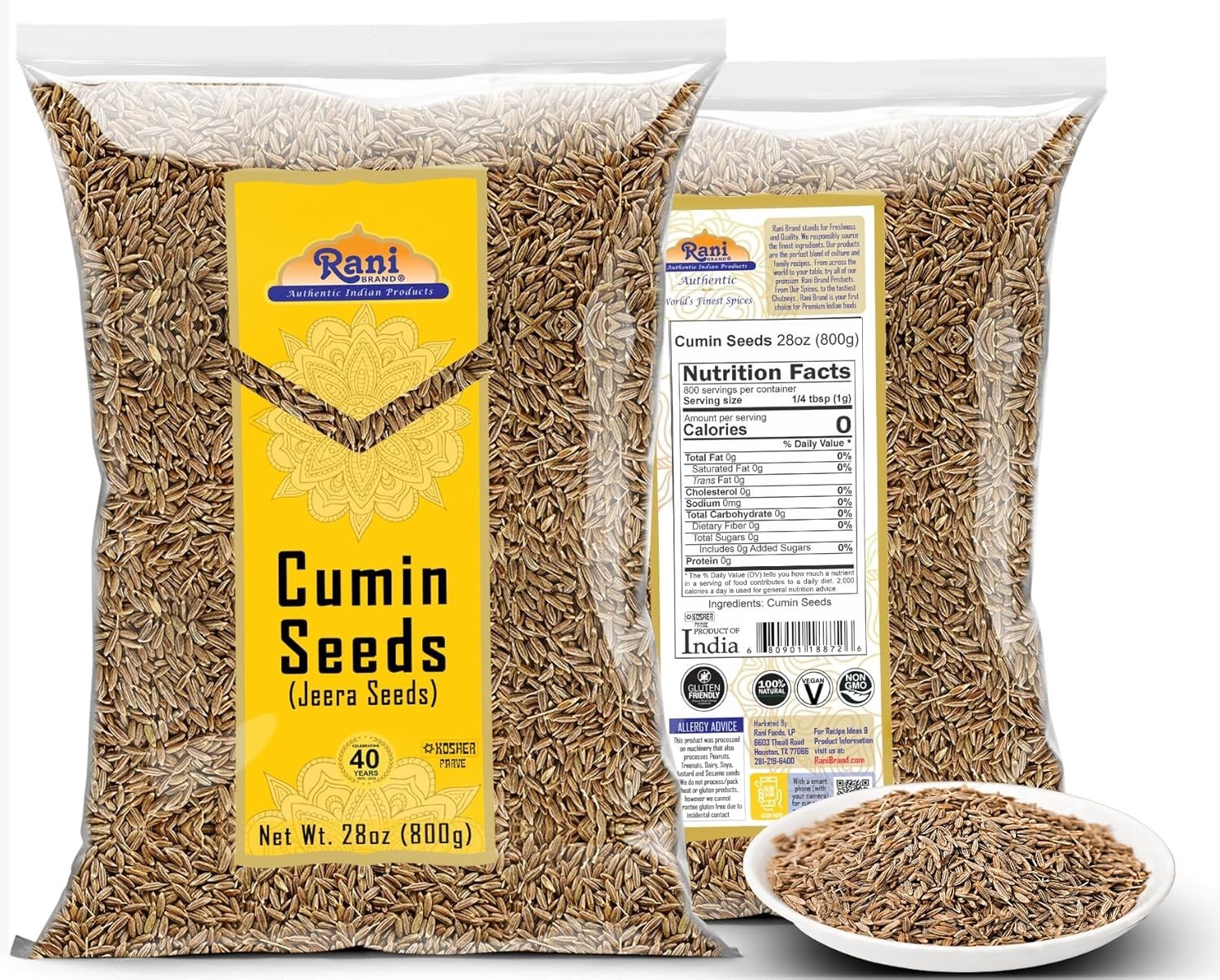 High-Quality Whole Cumin Seeds 28oz – All Natural, Non-GMO, Friendly
