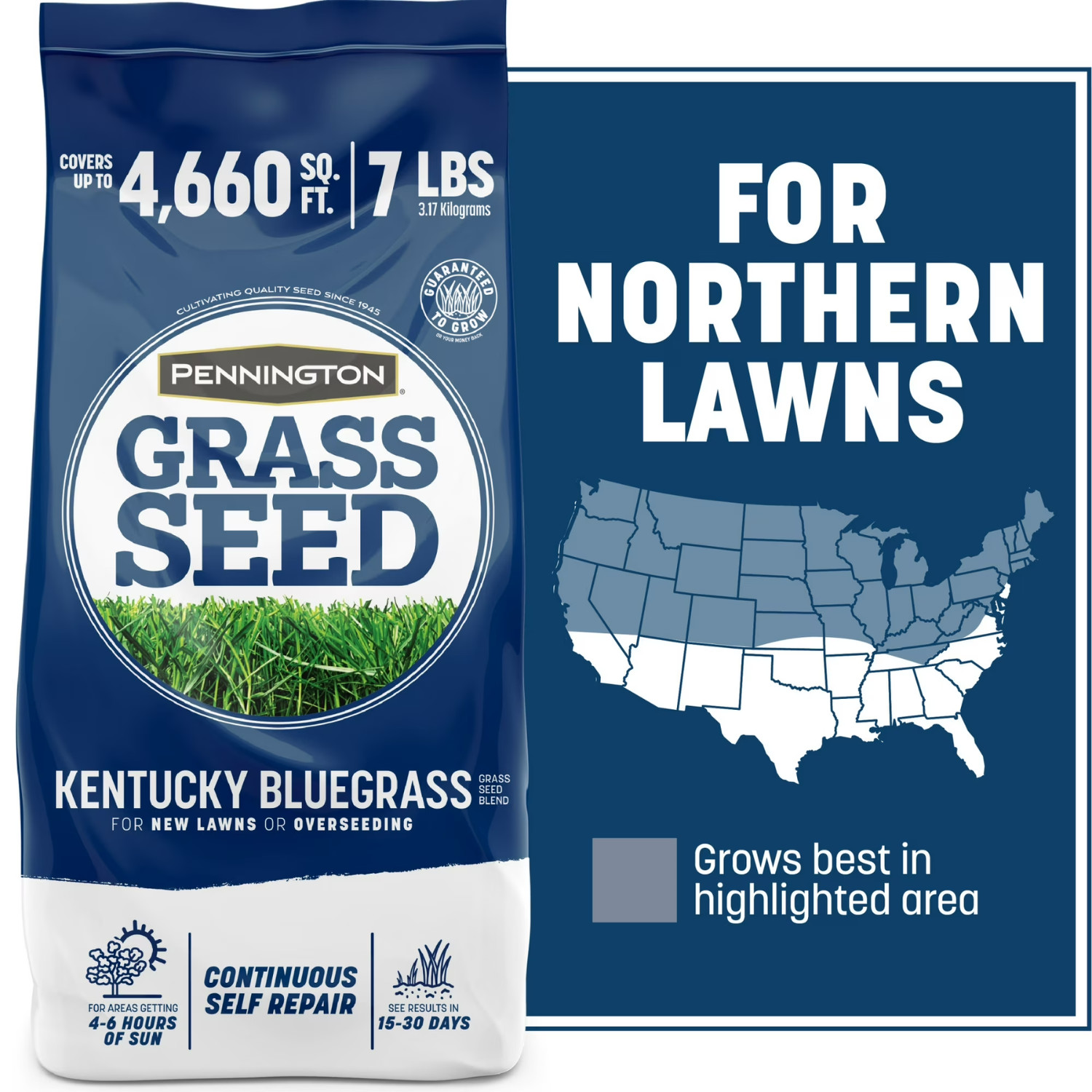2Pack Pennington Kentucky Northern Grass Seed Mix for Sun to Partial Shade, 7 lb