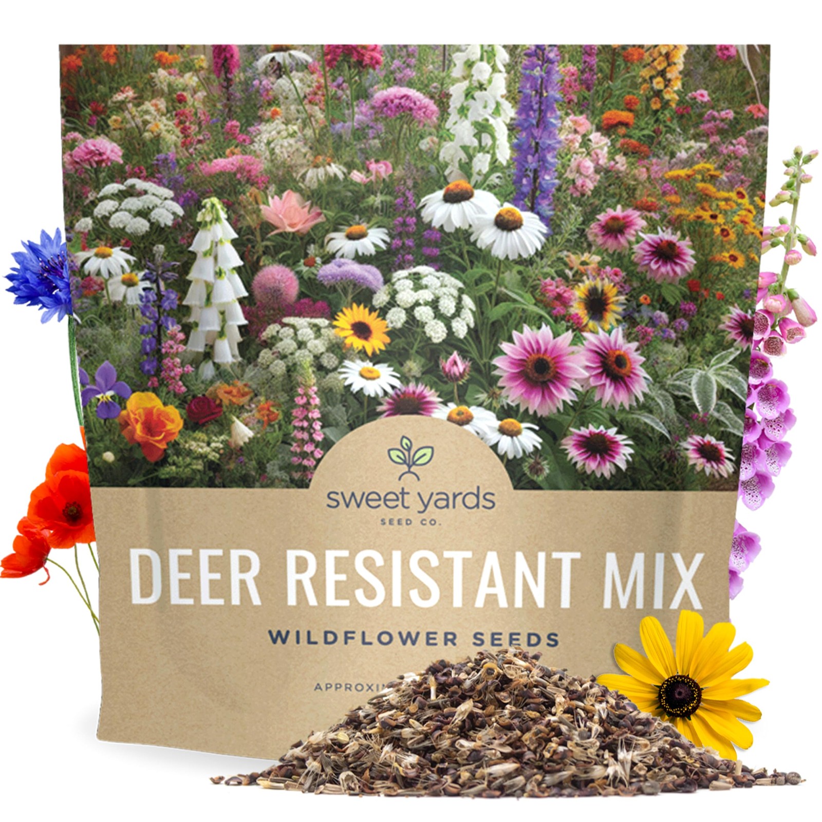 Deer Resistant Wildflower Seed Mixture – Bulk 1 Ounce Packet – Over 15,000 De…