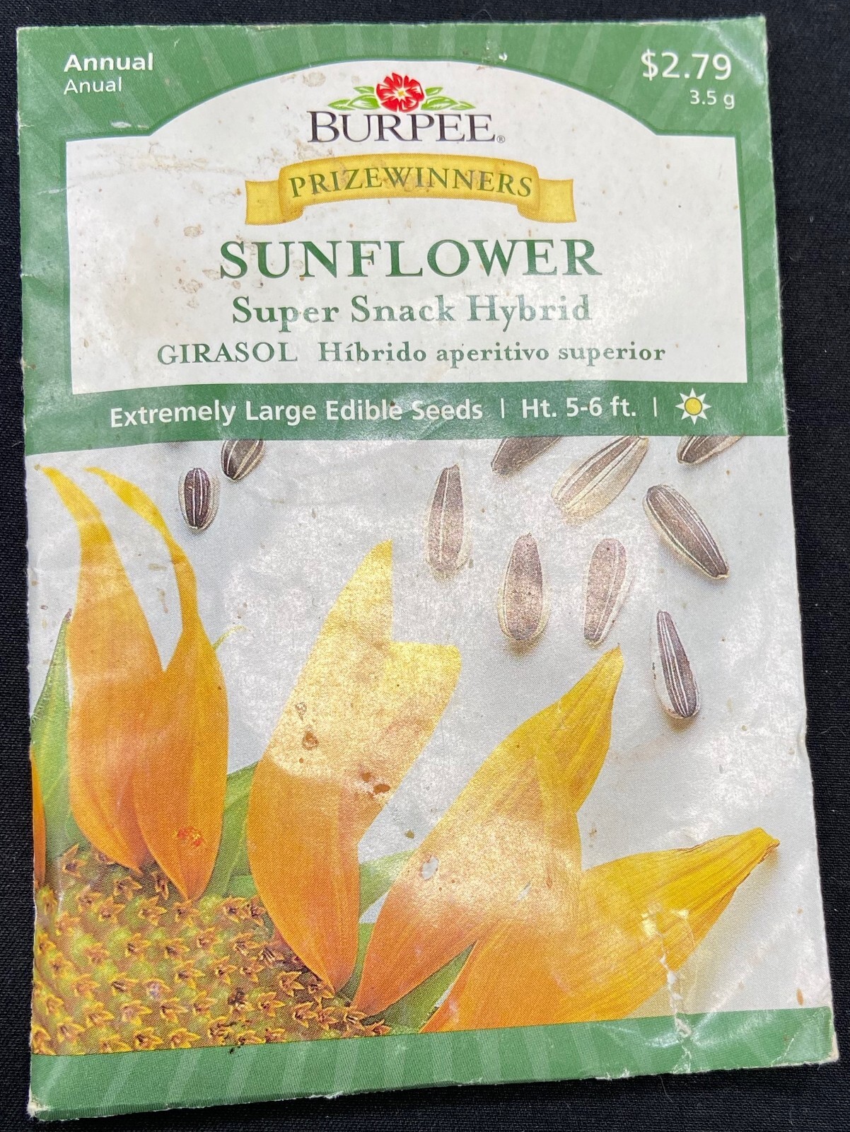Seeds – Sunflower (Helianthus) – Super Snack Hybrid – edible – Burpee – sealed