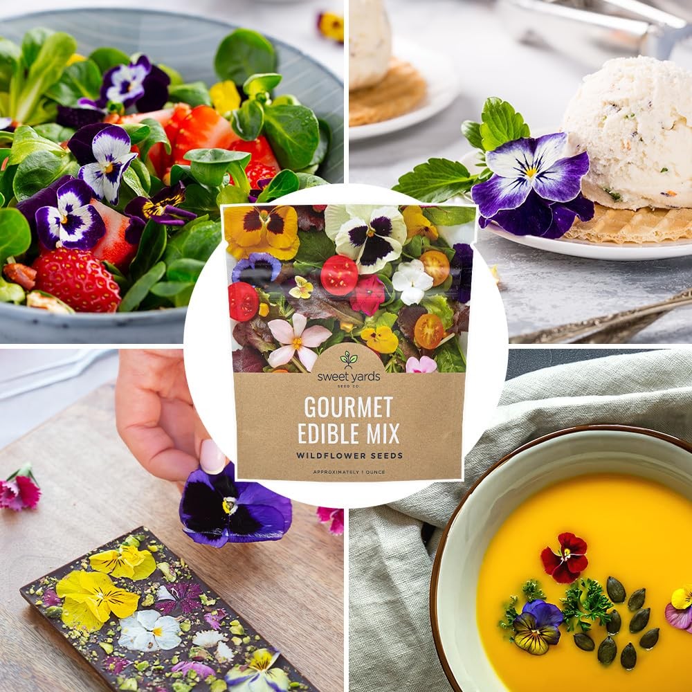 Seeds Edible Flowers Mix 1 Ounce Over 7,000 Open Pollinated Annual and Perennial