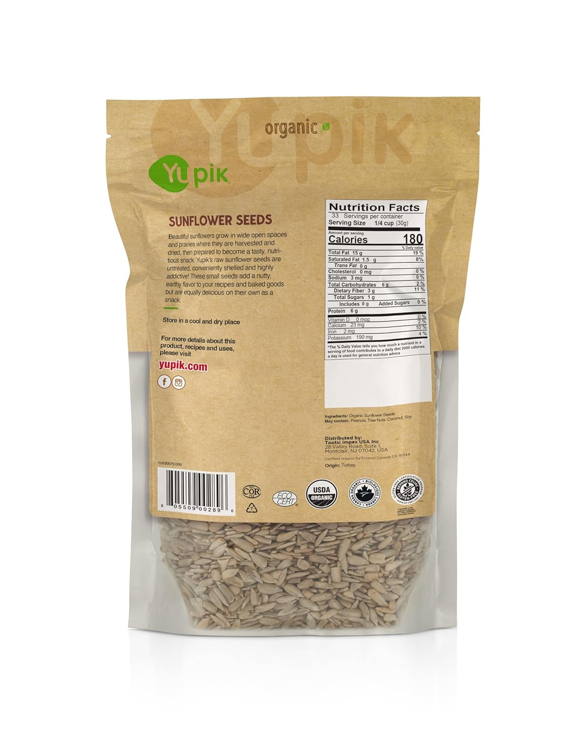 Organic Sunflower Seeds, No Shell, 2.2 Lb (35.2 Oz), Non-Gmo, Vegan, Gluten-Free