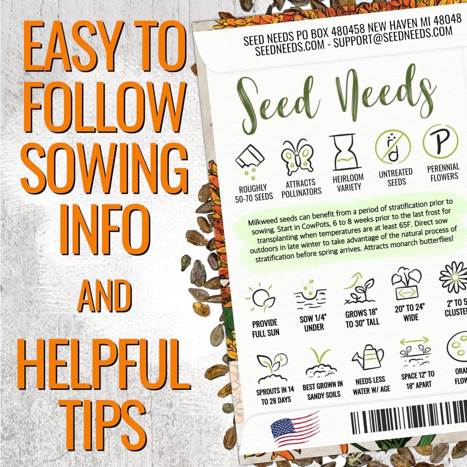 Milkweed Seeds for Planting a Butterfly Garden to Attract Monarch Butterflies…