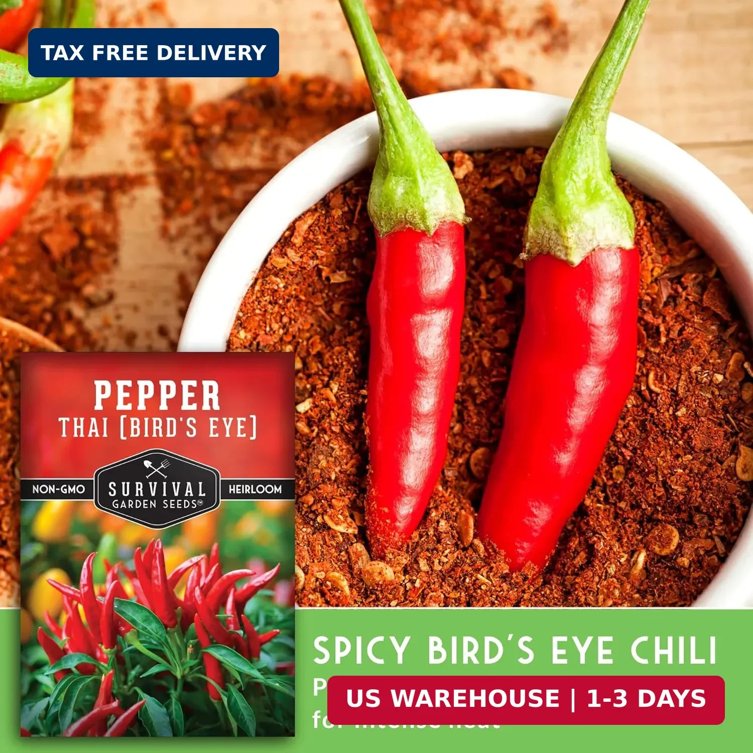 Thai Chili Pepper Seeds for Planting | Bird’s Eye Hot Peppers – Heirloom Non-GMO