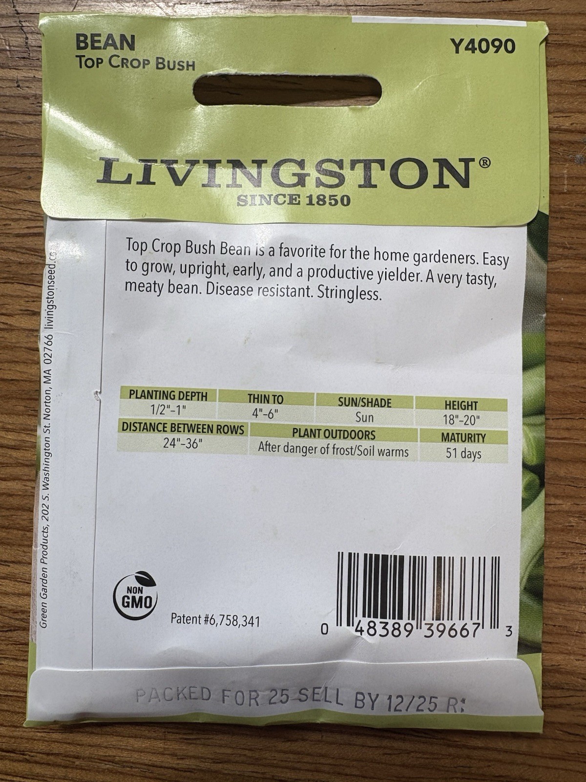 Livingston Seed Company Top Crop Non-GMO Bush Bean Seeds Disease Resistant