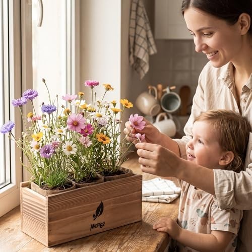 Wildflower Seed Mix Growing Kit Indoor Perennial Annual Burlap Planters Soil