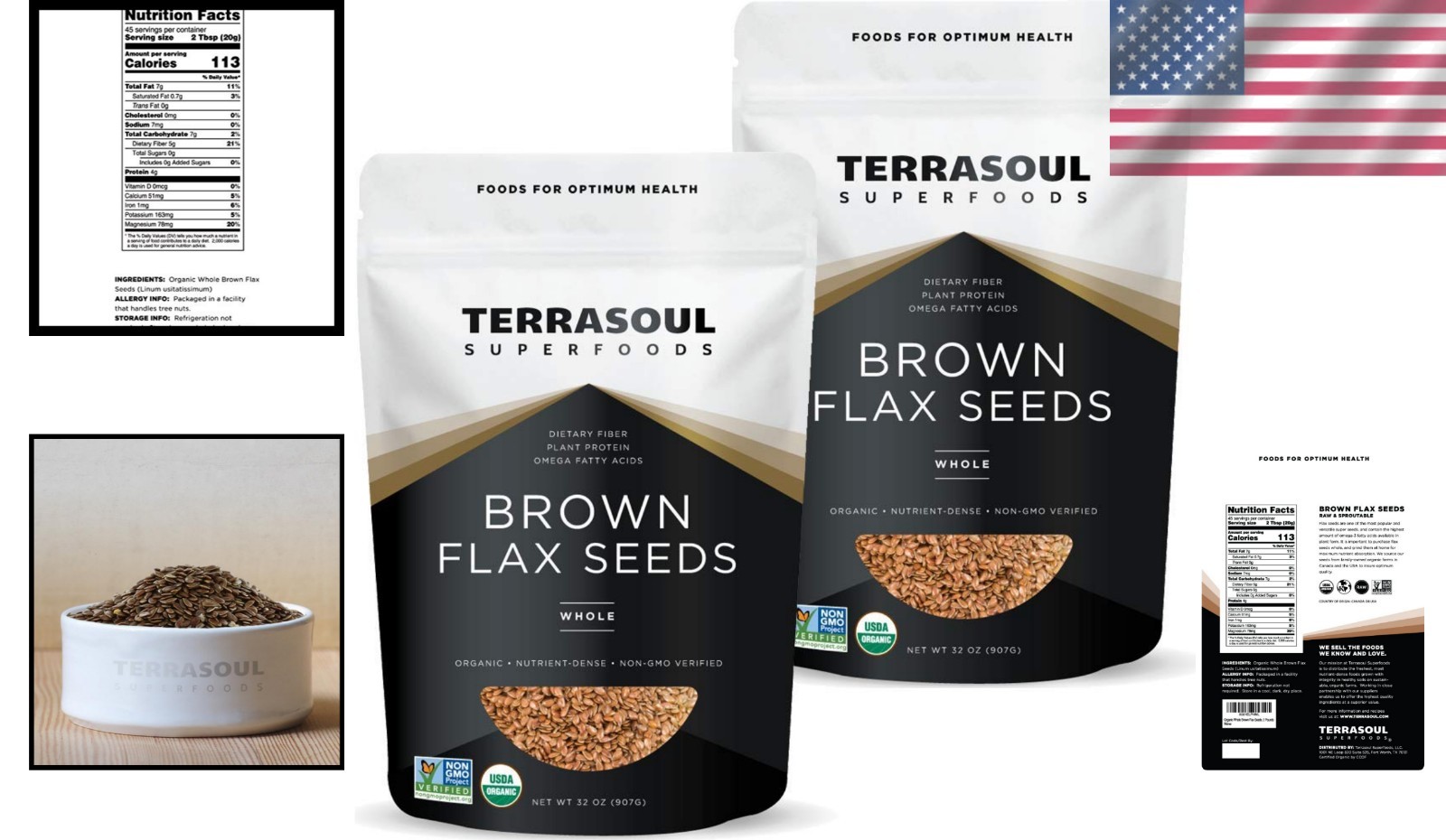 Raw Organic Brown Flax Seeds 4 Lbs, Non-GMO & Gluten-Free, Perfect for Vegans