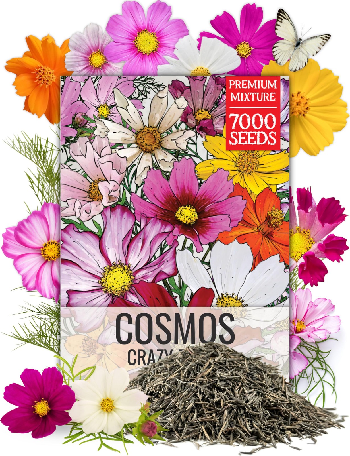 Needs Wildflower Seeds Cosmos Crazy Blend 1.5 Ounce No Filler | 10+ Varieties…